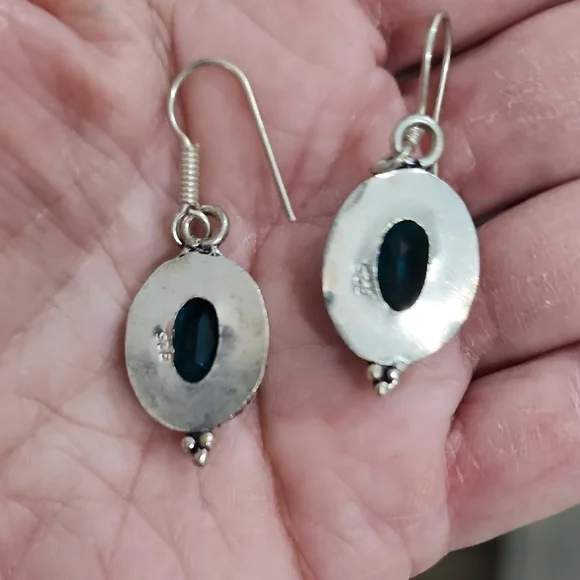 London Blue Topaz Gemstone Earrings in Silver Setting - Picture 3 of 3